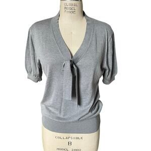 Mulberry Short Sleeve Gray Knit Bow Sweater Shirt Size Medium